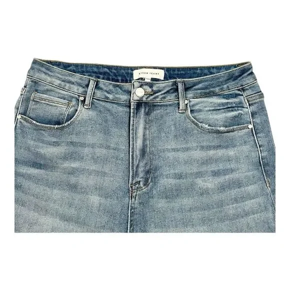 NWT Risen Women's Jeans Sz 15/32 High Rise Wide Leg Crop Light‎ Wash Blue Denim - Picture 9 of 14